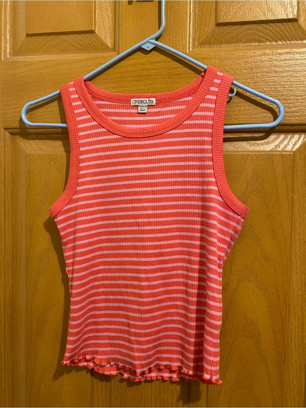 Crewcuts Pink and Coral Stripe Ribbed Tank Top